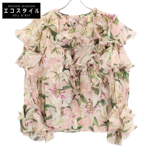 DOLCE&GABBANA ドルチェアンドガッバーナ F5K32T HS148 ﾌﾗﾜｰﾌﾟﾘﾝﾄﾃｨｱｰﾄﾞﾌﾘﾙｼﾌｫﾝﾌﾞﾗｳｽ トップス 48