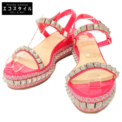 Christian Louboutin クリスチャンルブタン 【美品】パテントレザー ピラリヤド スタッズ サンダル 39