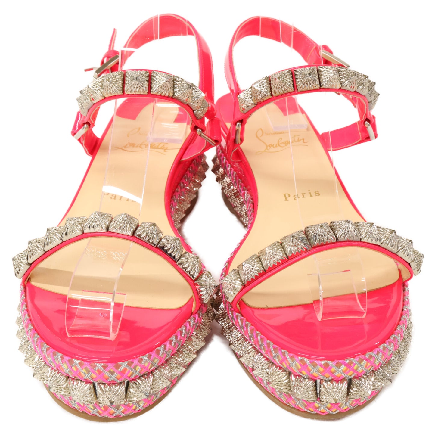 Christian Louboutin クリスチャンルブタン 【美品】パテントレザー ピラリヤド スタッズ サンダル 39