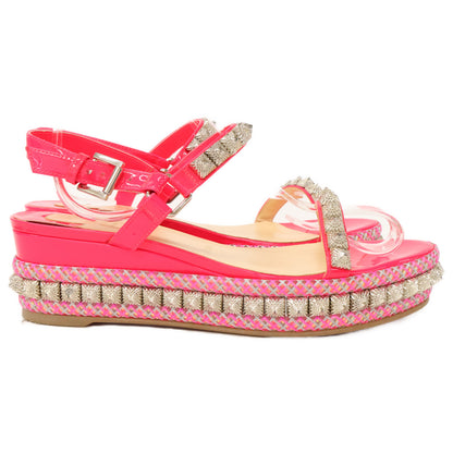 Christian Louboutin クリスチャンルブタン 【美品】パテントレザー ピラリヤド スタッズ サンダル 39