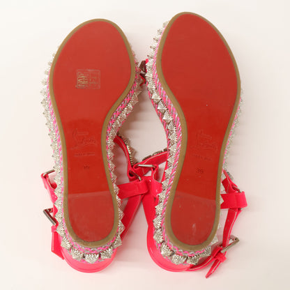 Christian Louboutin クリスチャンルブタン 【美品】パテントレザー ピラリヤド スタッズ サンダル 39