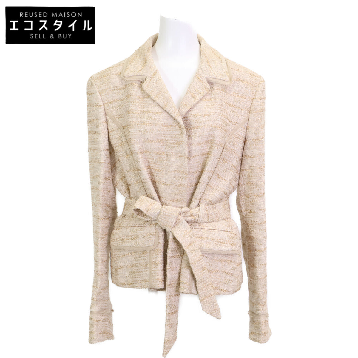 Salvatore Ferragamo サルヴァトーレフェラガモ ﾍﾞﾙﾄ付きﾗﾒ糸ﾂｲｰﾄﾞｼﾞｬｹｯﾄ ジャケット 48