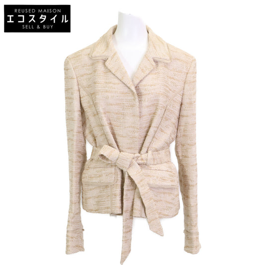 Salvatore Ferragamo サルヴァトーレフェラガモ ﾍﾞﾙﾄ付きﾗﾒ糸ﾂｲｰﾄﾞｼﾞｬｹｯﾄ ジャケット 48