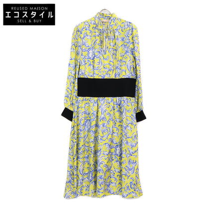 Tory Burch トリーバーチ 20年 76143 rib waist dress Yellow Swirl ワンピース 14