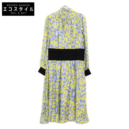 Tory Burch トリーバーチ 20年 76143 rib waist dress Yellow Swirl ワンピース 14