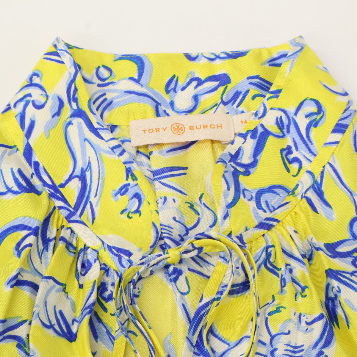 Tory Burch トリーバーチ 20年 76143 rib waist dress Yellow Swirl ワンピース 14