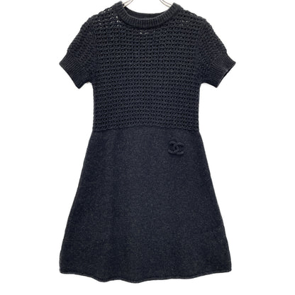 CHANEL シャネル ｽﾎﾟｰﾂﾗｲﾝ 09A P36613K02248 ｺｺﾏｰｸS/Sﾆｯﾄﾜﾝﾋﾟｰｽ ワンピース 38