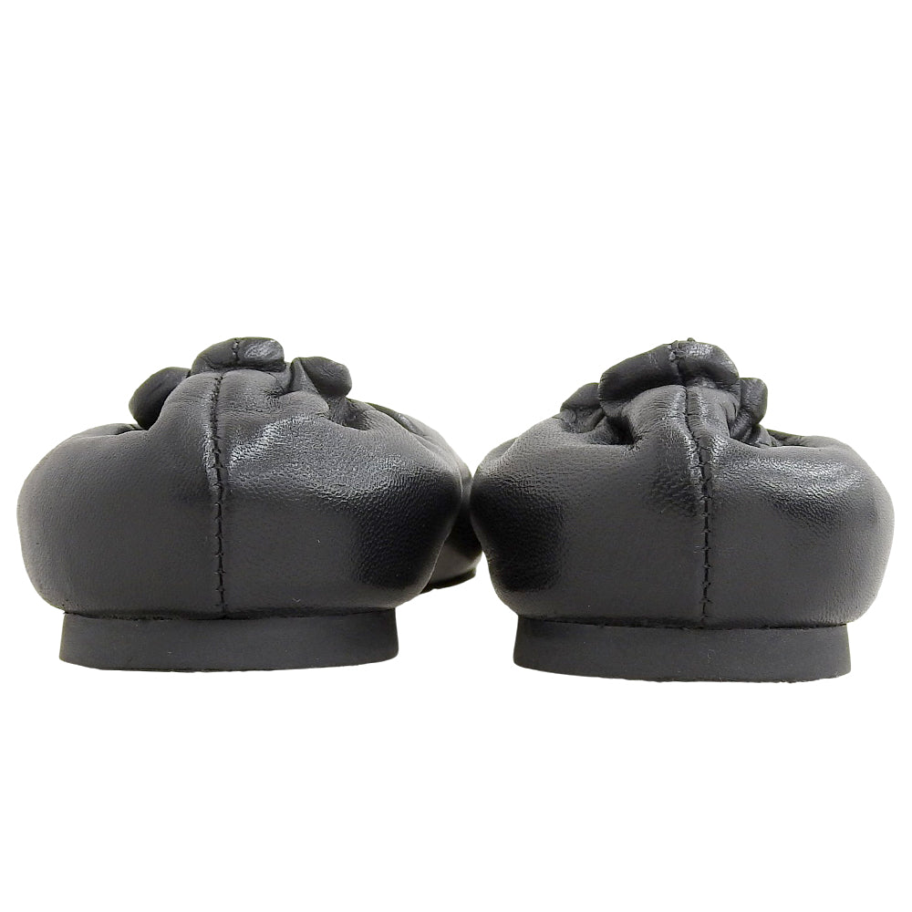 Tory Burch トリーバーチ 美品 MINNIE バックル ロゴ フラットシューズ レザー レディース ブラック 5 1/2 M シューズ 5 1/2M