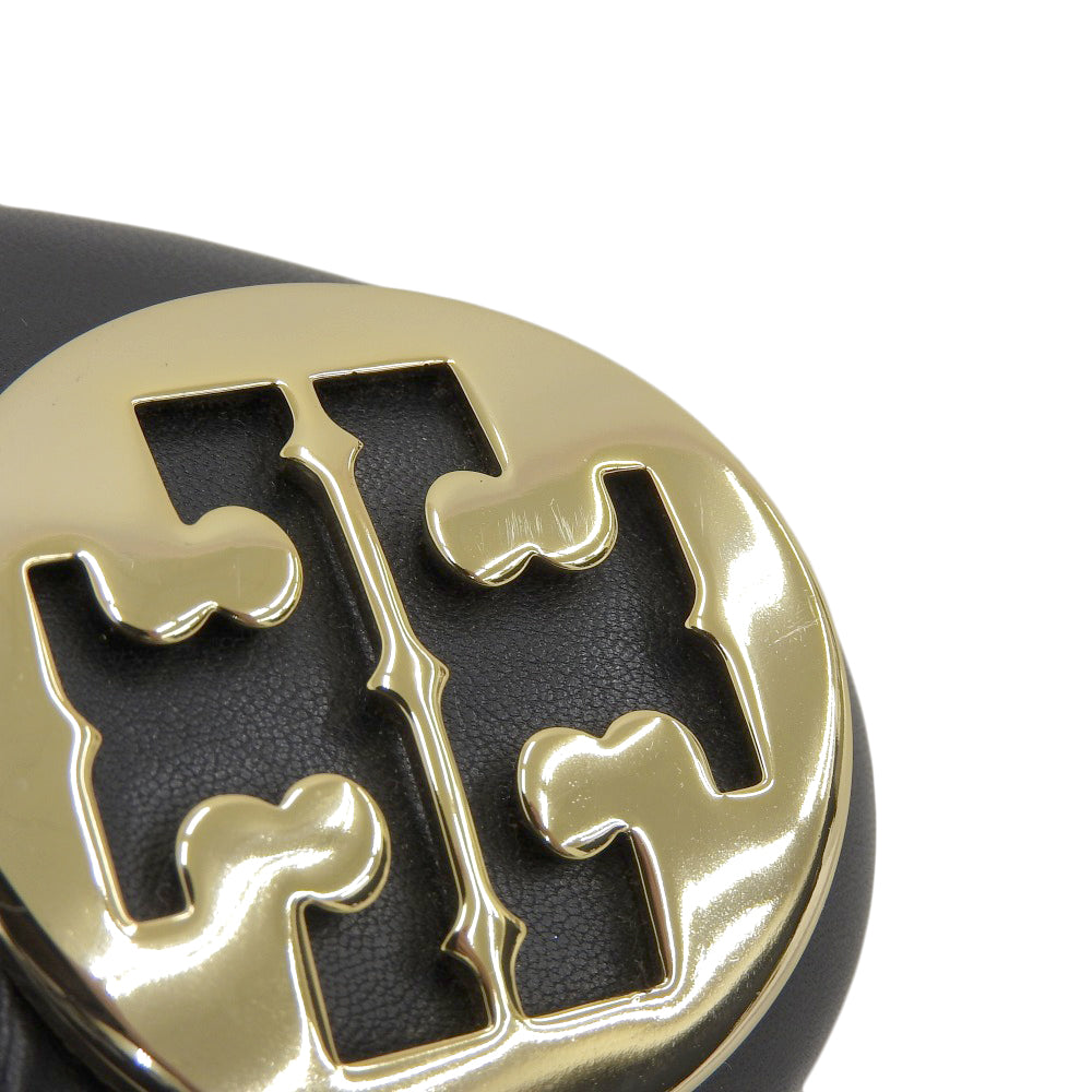 Tory Burch トリーバーチ 美品 MINNIE バックル ロゴ フラットシューズ レザー レディース ブラック 5 1/2 M シューズ 5 1/2M