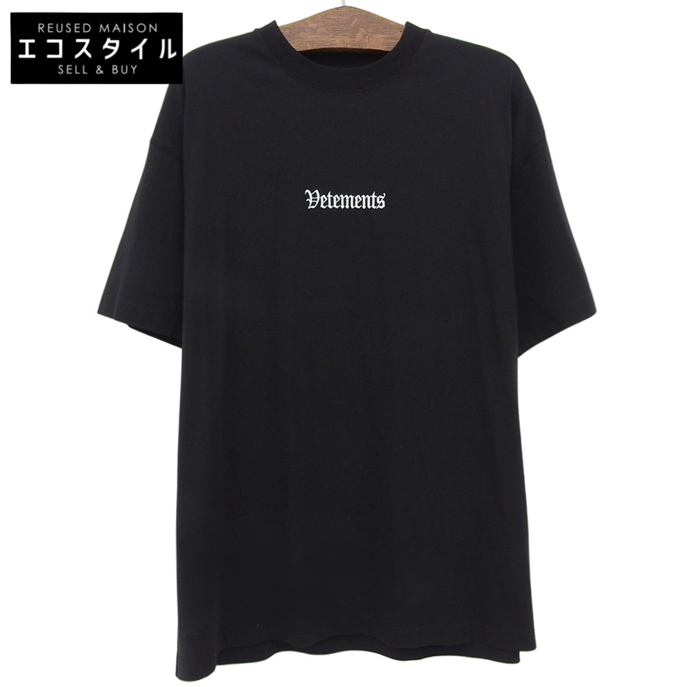 VETEMENTS ヴェトモン 新品同様 ロゴエンブロイダリーオーバーサイズ Tシャツ トップス メンズ ブラック L 20AW UAH21TR503 トップス L