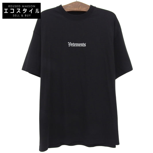 VETEMENTS ヴェトモン 新品同様 ロゴエンブロイダリーオーバーサイズ Tシャツ トップス メンズ ブラック L 20AW UAH21TR503 トップス L