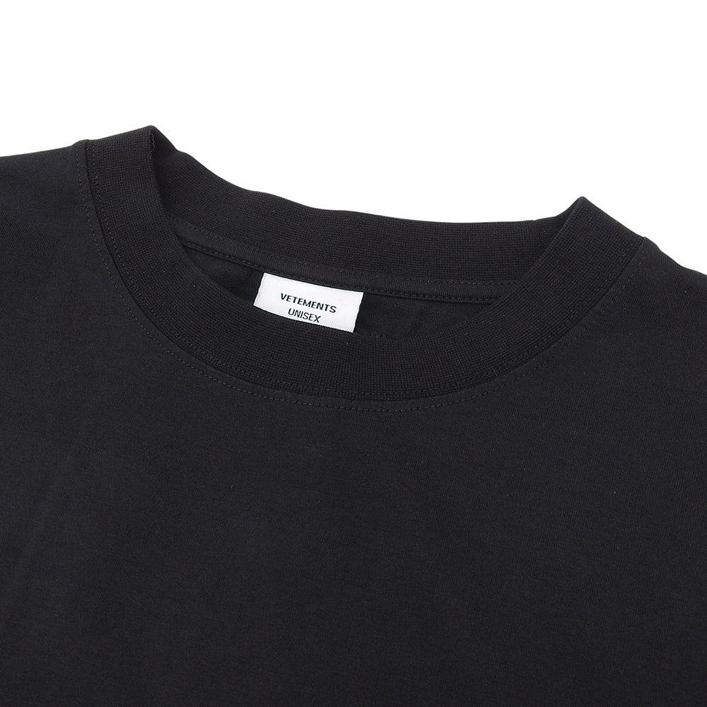 VETEMENTS ヴェトモン 新品同様 ロゴエンブロイダリーオーバーサイズ Tシャツ トップス メンズ ブラック L 20AW UAH21TR503 トップス L