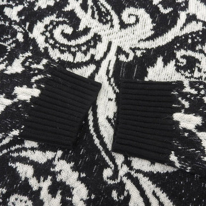 Versace ヴェルサーチ ジャガード ニットセーター ウール トップス メンズ ブラック ホワイト 46 A84889 トップス 46