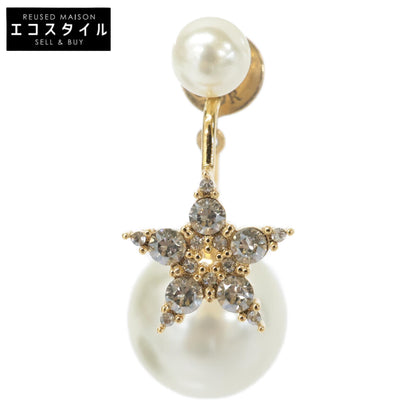 Christian Dior クリスチャンディオール トライバル ラインストーン/レジンパール スター 片耳 シングル ピアス