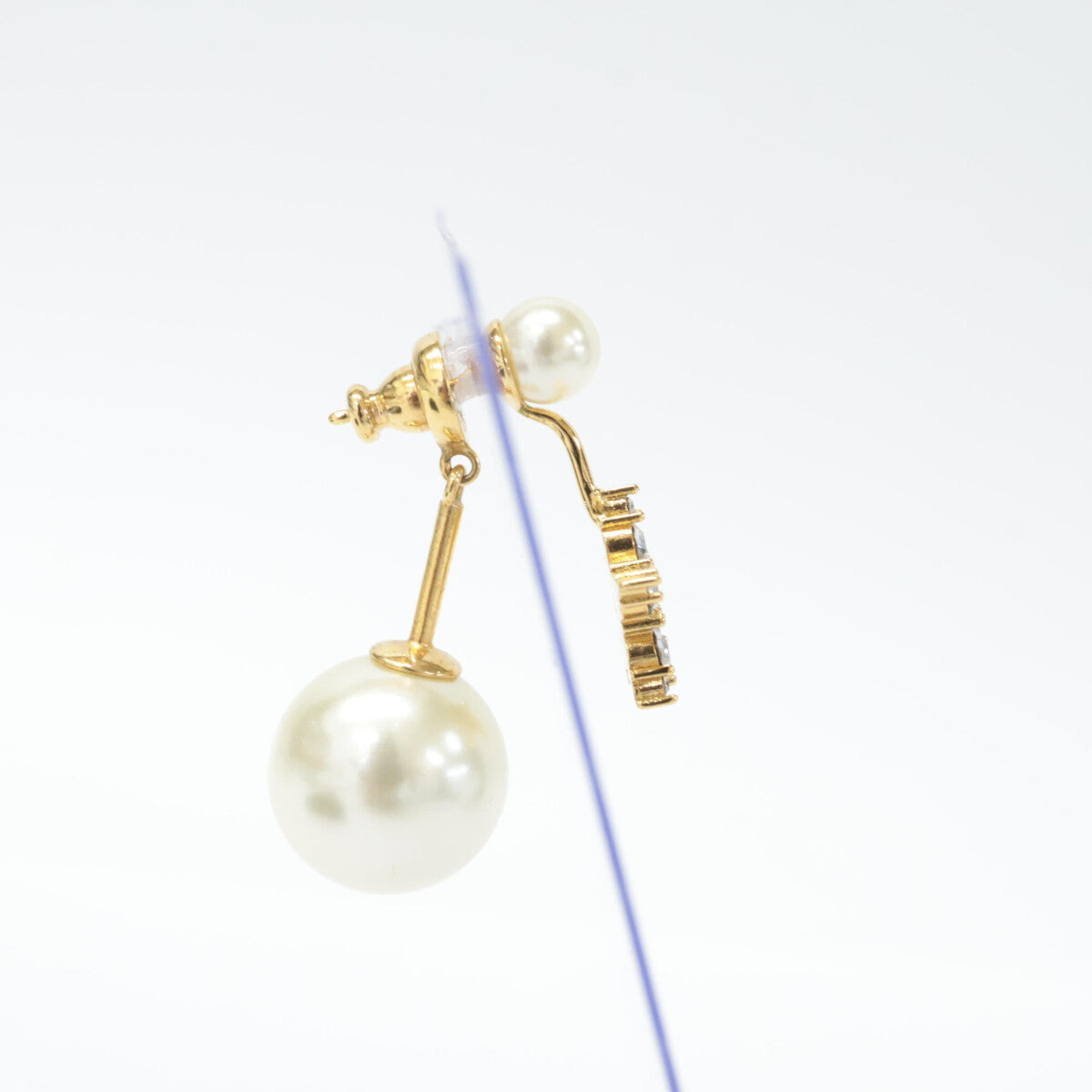 Christian Dior クリスチャンディオール トライバル ラインストーン/レジンパール スター 片耳 シングル ピアス