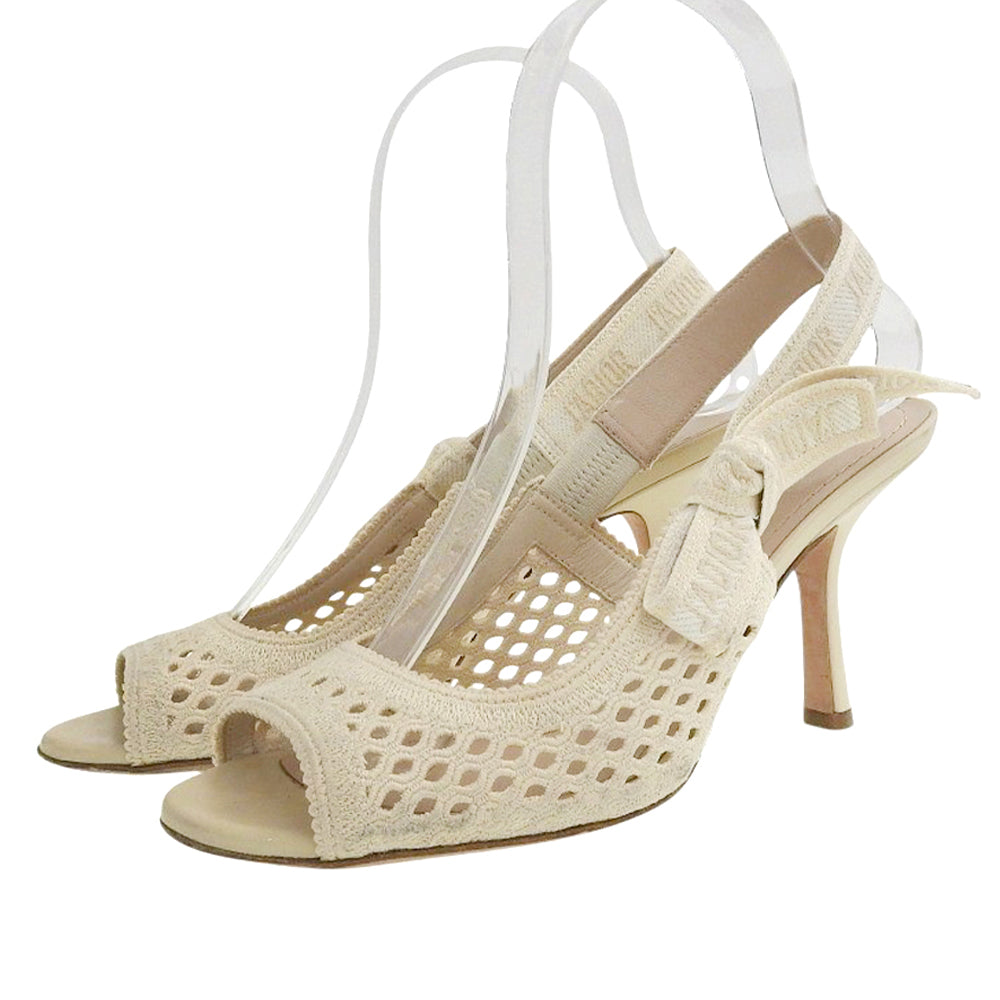 Christian Dior クリスチャンディオール エンブロイダリー スリングバック ストラップ サンダル レディース ベージュ 36D パンプス ベージュ