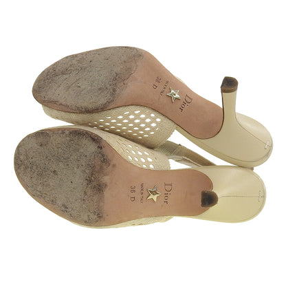 Christian Dior クリスチャンディオール エンブロイダリー スリングバック ストラップ サンダル レディース ベージュ 36D パンプス ベージュ