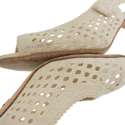 Christian Dior クリスチャンディオール エンブロイダリー スリングバック ストラップ サンダル レディース ベージュ 36D パンプス ベージュ