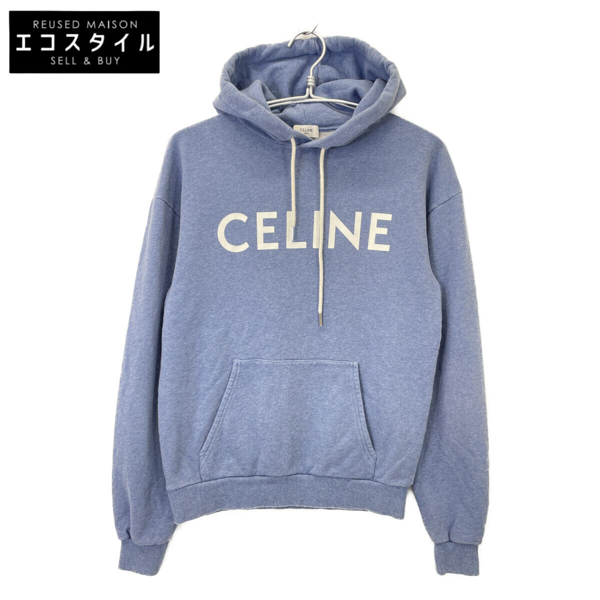 CELINE セリーヌ ﾌﾞﾙｰ 2Y369670Q ｸﾗｼｯｸﾛｺﾞﾙｰｽﾞﾌﾟﾙｵｰﾊﾞｰﾊﾟｰｶｰ トップス XXS