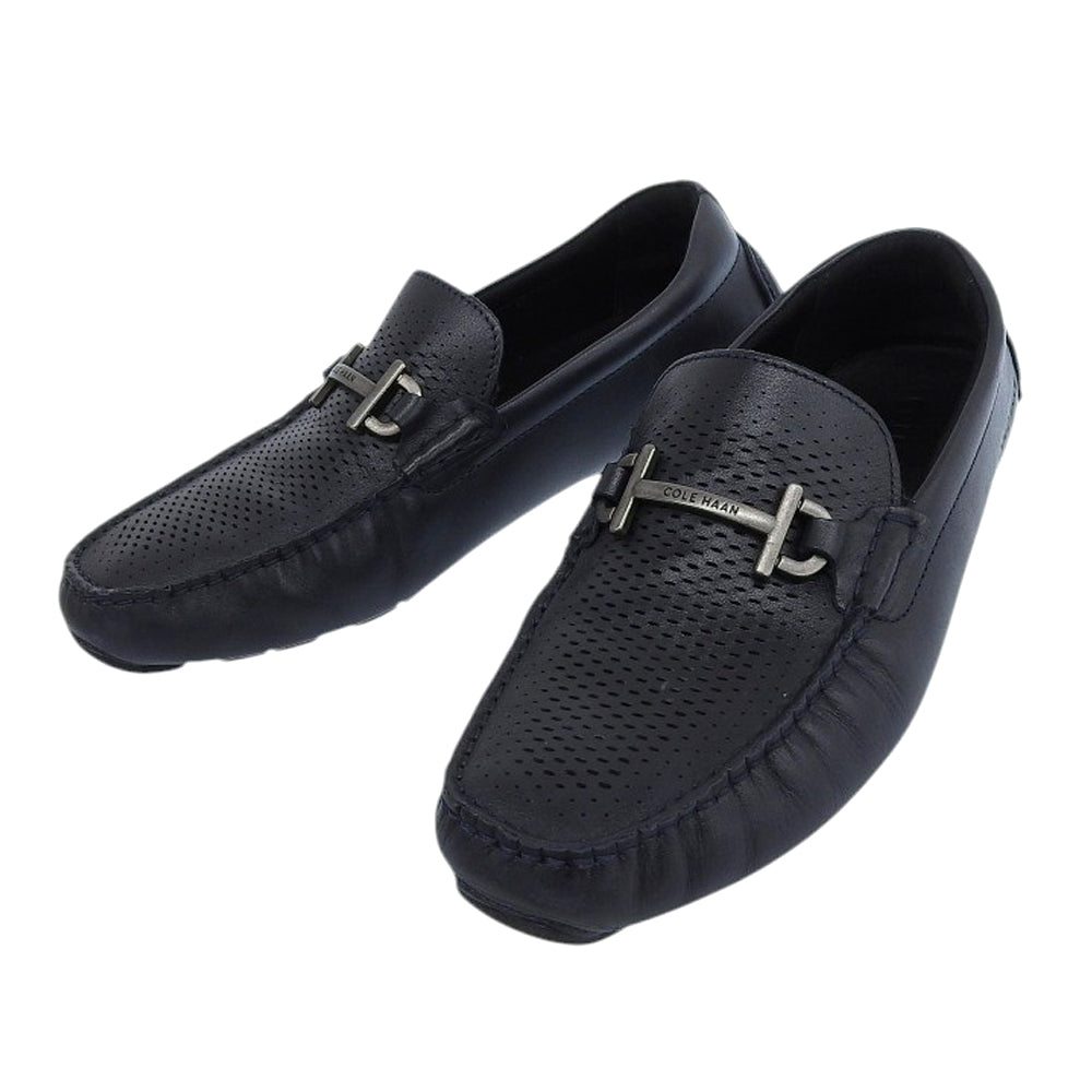 Cole Haan コールハーン 美品 グランド レーザービットドライバー シューズ メンズ ネイビー 25.5cm C38515 シューズ 8
