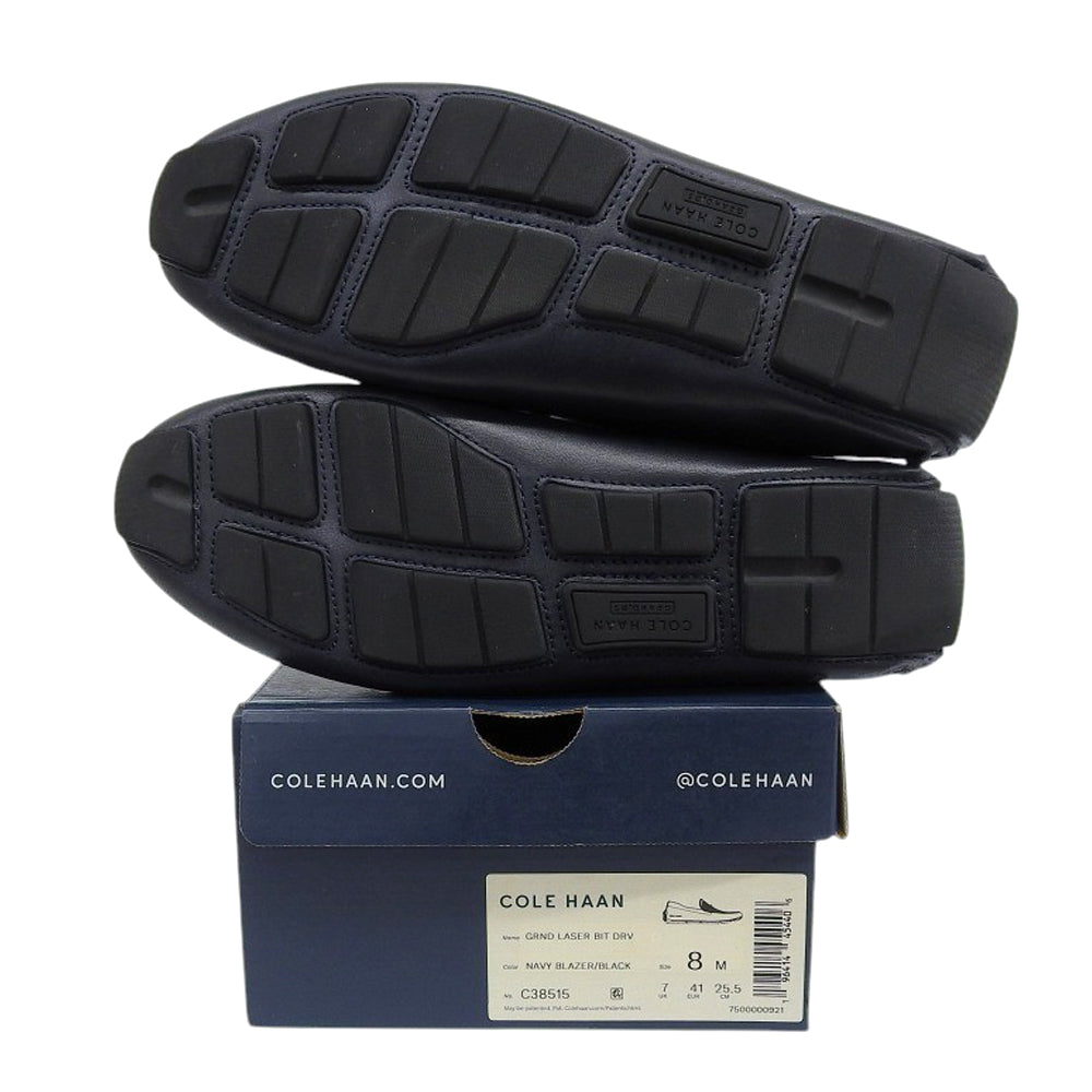 Cole Haan コールハーン 美品 グランド レーザービットドライバー シューズ メンズ ネイビー 25.5cm C38515 シューズ 8