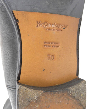Yves Saint-Laurent イヴサンローラン サイドゴア ジョッキーブーツ シューズ レディース ブラック 36 シューズ ブラック