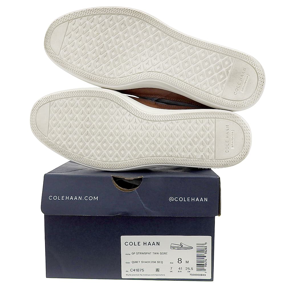 Cole Haan コールハーン 新品同様 グランドプロ ストローポイント ツインゴア シューズ メンズ グレー 8M C41875 シューズ 8M