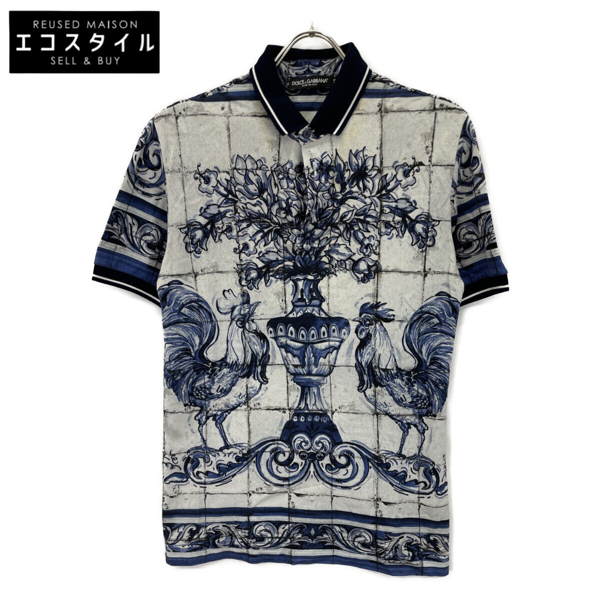 DOLCE&GABBANA ドルチェアンドガッバーナ 【国内正規】G8HJ0T HP7IJ 総柄 半袖ポロシャツ/ トップス 44