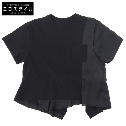 sacai サカイ Cotton Jersey 切替Tシャツ トップス レディース ブラック 3 24-07167 24SS トップス 3
