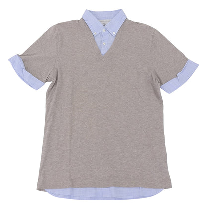BRUNELLO CUCINELLI ブルネロクチネリ ポロシャツ トップス メンズ ライトブルー ライトグレー S トップス S