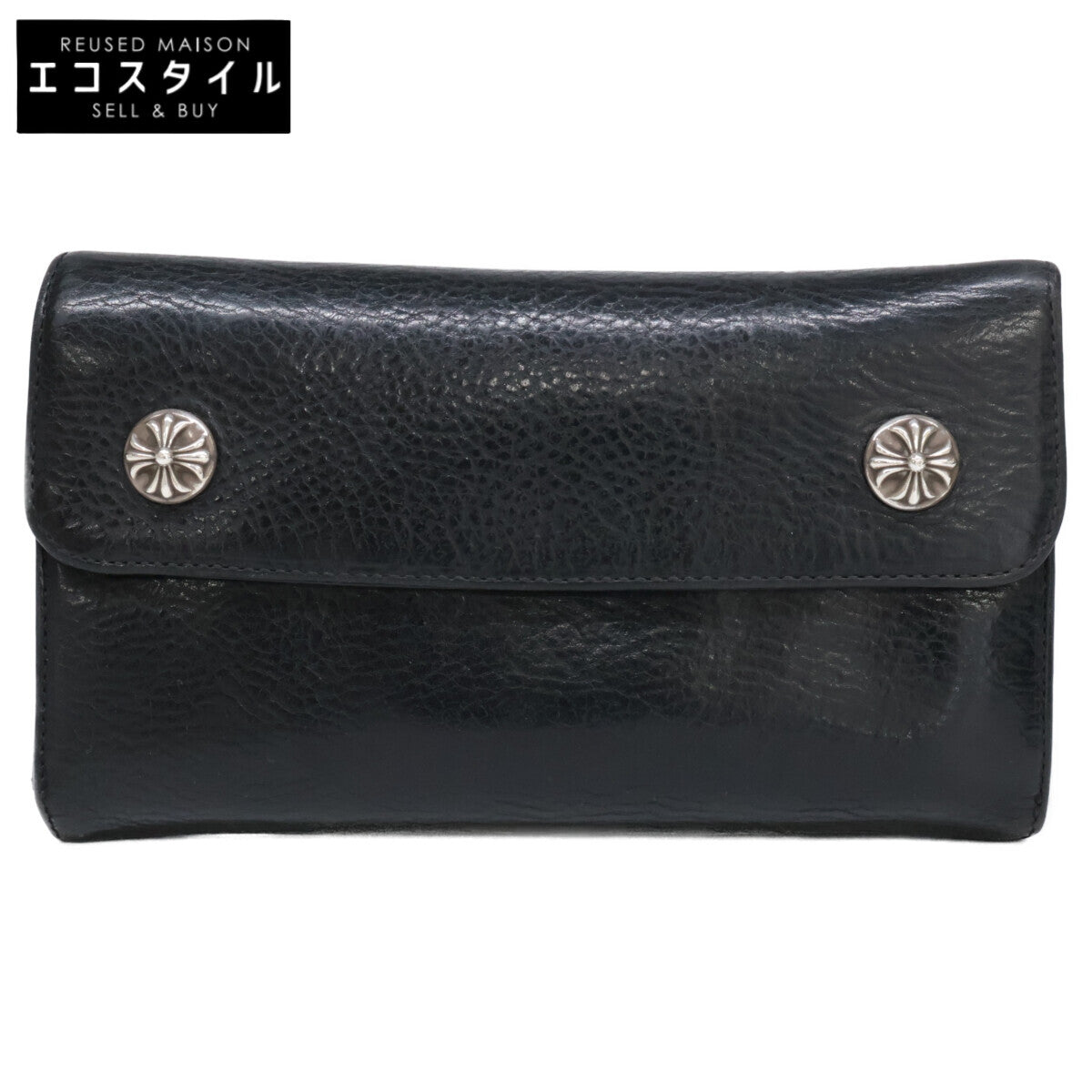 Chrome Hearts クロムハーツ ヘビーレザー クロスボール ウェーブウォレット 長財布（小銭入れあり）