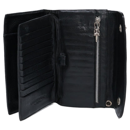 Chrome Hearts クロムハーツ ヘビーレザー クロスボール ウェーブウォレット 長財布（小銭入れあり）
