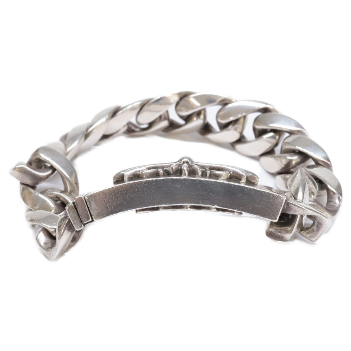 Chrome Hearts クロムハーツ 925 13リンク クラシックチェーンリンク フローラルクロスID ブレスレット