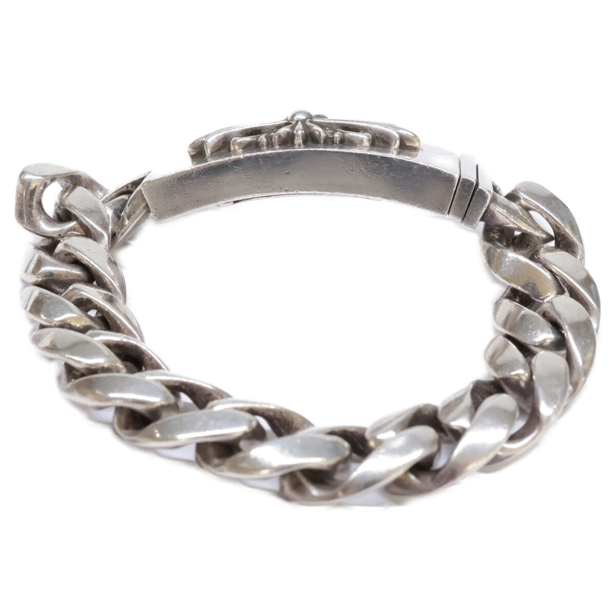 Chrome Hearts クロムハーツ 925 13リンク クラシックチェーンリンク フローラルクロスID ブレスレット