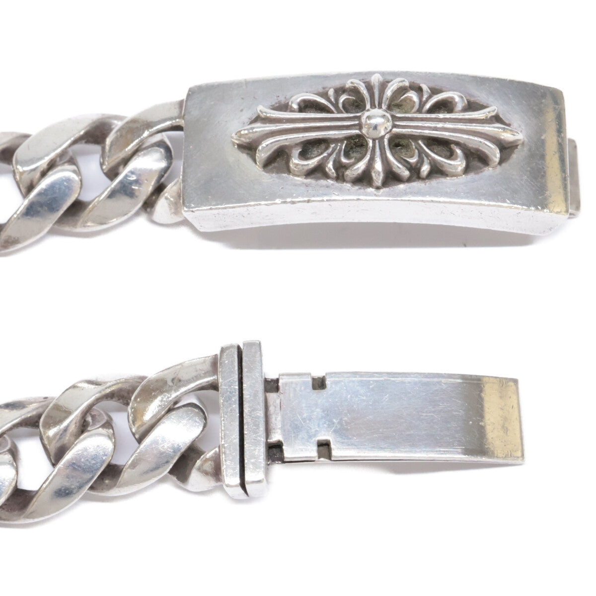 Chrome Hearts クロムハーツ 925 13リンク クラシックチェーンリンク フローラルクロスID ブレスレット