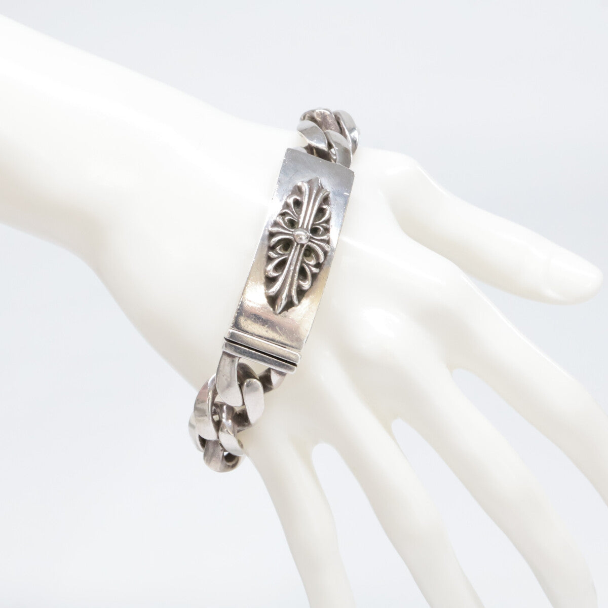 Chrome Hearts クロムハーツ 925 13リンク クラシックチェーンリンク フローラルクロスID ブレスレット