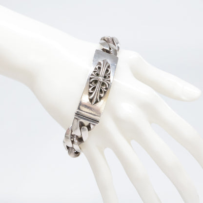 Chrome Hearts クロムハーツ 925 13リンク クラシックチェーンリンク フローラルクロスID ブレスレット