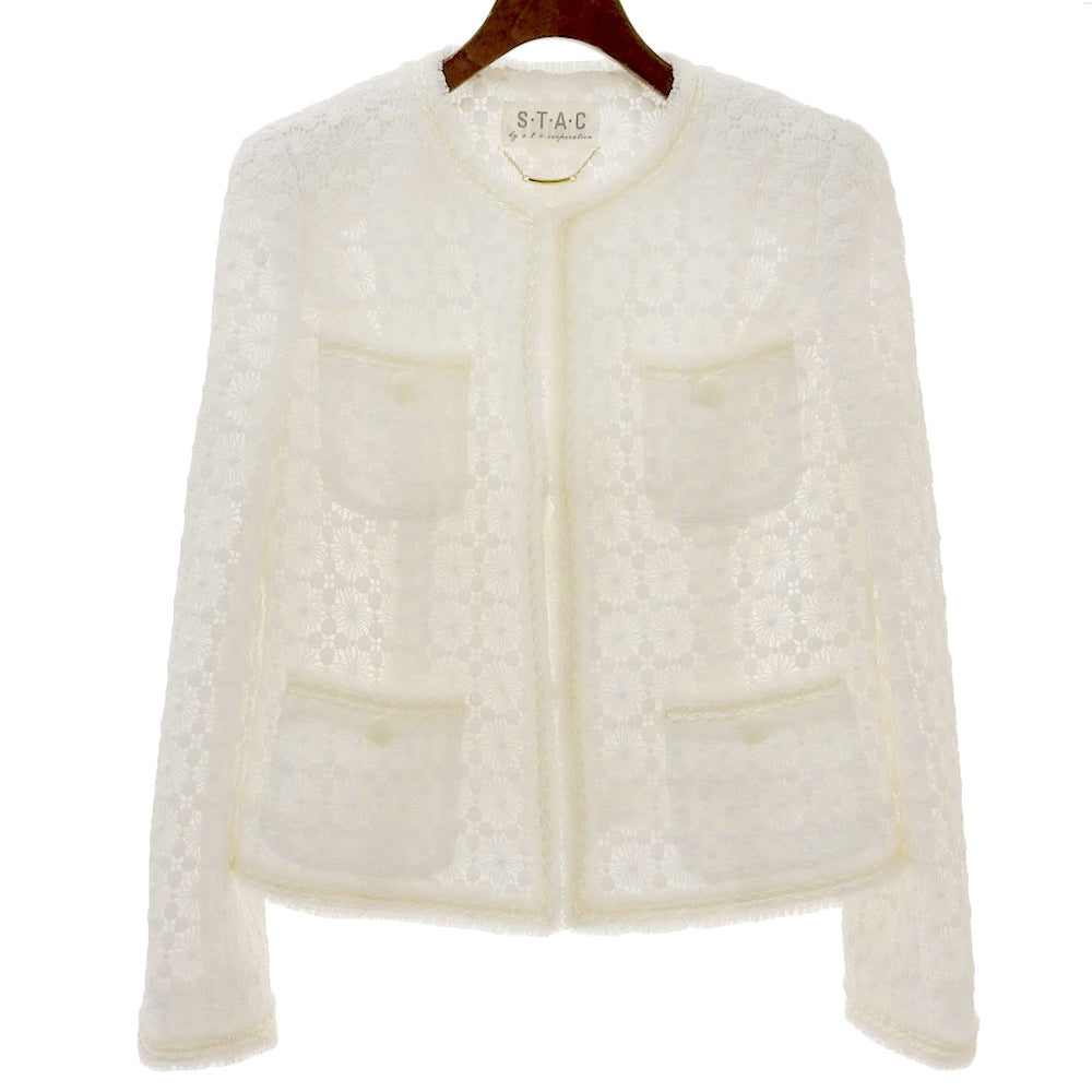 S・T・A・C エスティーエーシー 美品 S・T・A・C エスティーエーシー レース ジャケット レディース 白 ホワイト 38 291-1472 ジャケット 38