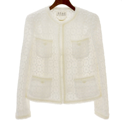 S・T・A・C エスティーエーシー 美品 S・T・A・C エスティーエーシー レース ジャケット レディース 白 ホワイト 38 291-1472 ジャケット 38