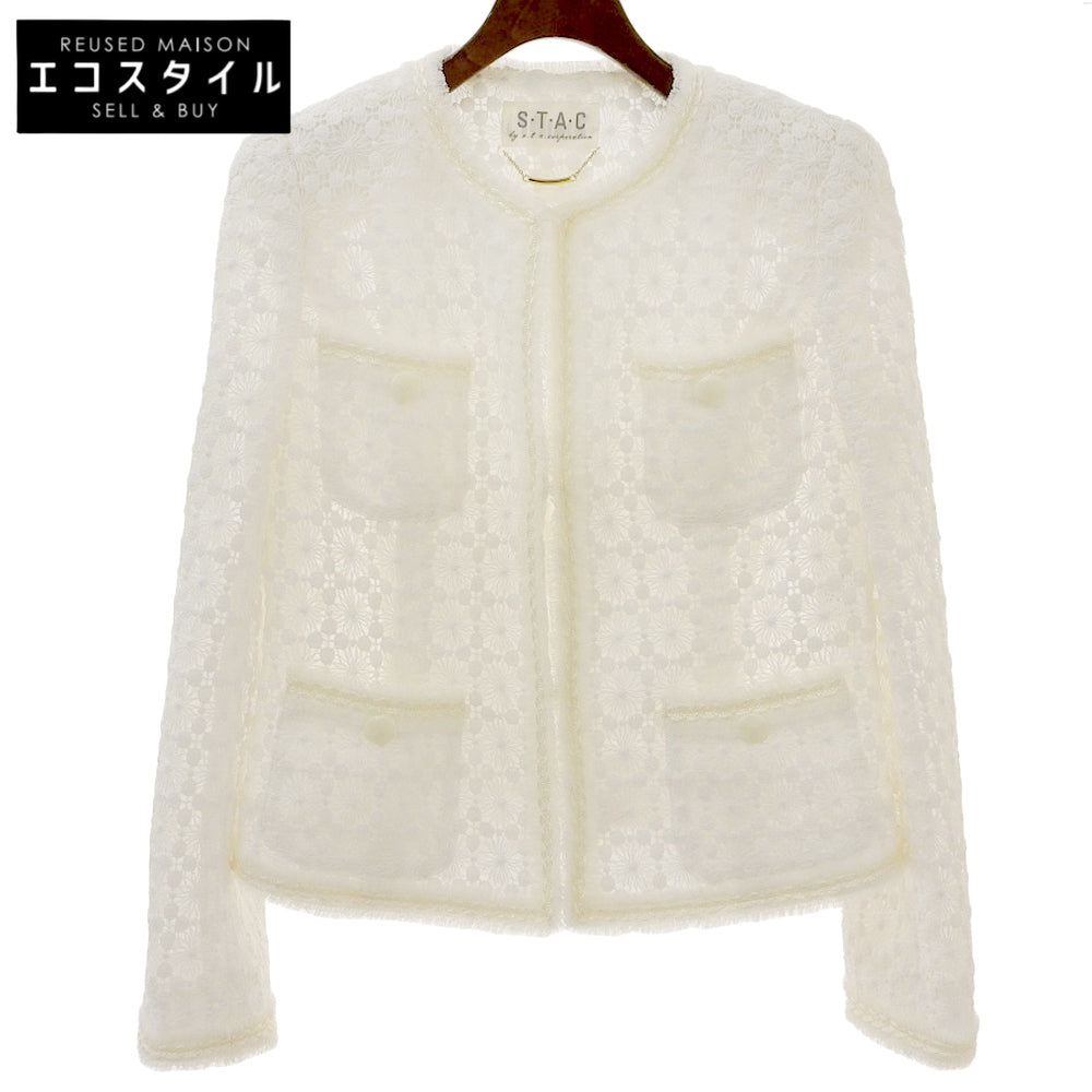 S・T・A・C エスティーエーシー 美品 S・T・A・C エスティーエーシー レース ジャケット レディース 白 ホワイト 38 291-1472 ジャケット 38