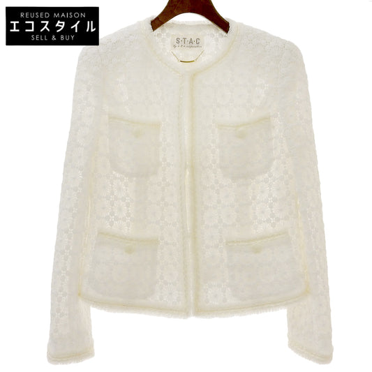 S・T・A・C エスティーエーシー 美品 S・T・A・C エスティーエーシー レース ジャケット レディース 白 ホワイト 38 291-1472 ジャケット 38