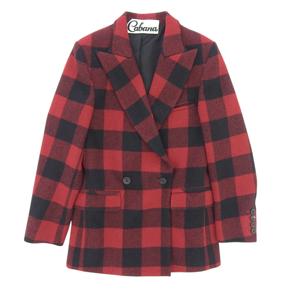 Cabana カバナ ウール チェック柄 ジャケット レディース レッド×ブラック 36 ジャケット 36