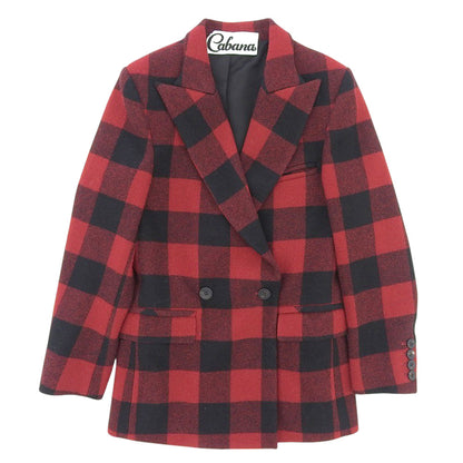 Cabana カバナ ウール チェック柄 ジャケット レディース レッド×ブラック 36 ジャケット 36