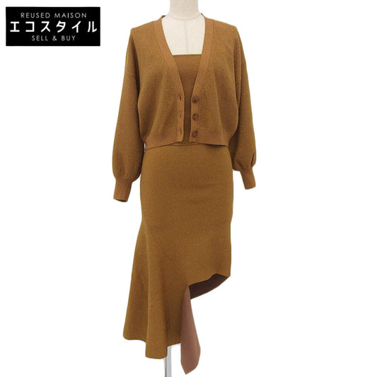 alice+olivia アリスオリビア 美品 ラメ入り キャミソール・カーディガン・スカート セットアップ レディース ブラウン XS/S スーツ セットアップ XS