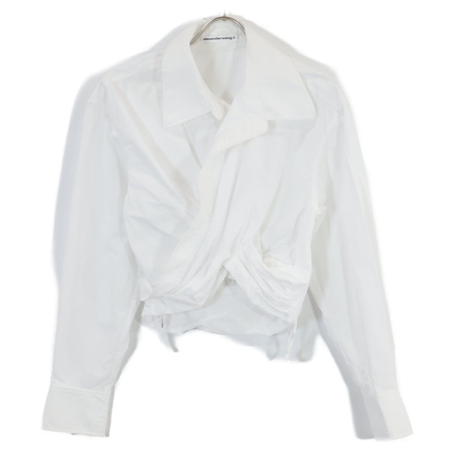 ALEXANDER WANG アレキサンダーワン ホワイト コットン クロスフロント ラップデザイン クロップドシャツ トップス 0