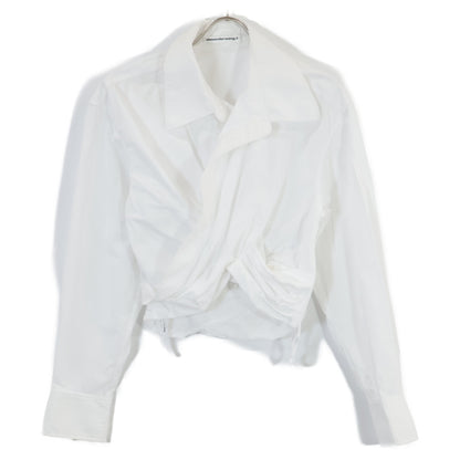 ALEXANDER WANG アレキサンダーワン ホワイト コットン クロスフロント ラップデザイン クロップドシャツ トップス 0