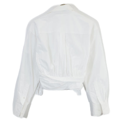 ALEXANDER WANG アレキサンダーワン ホワイト コットン クロスフロント ラップデザイン クロップドシャツ トップス 0