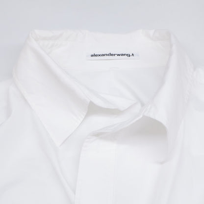 ALEXANDER WANG アレキサンダーワン ホワイト コットン クロスフロント ラップデザイン クロップドシャツ トップス 0