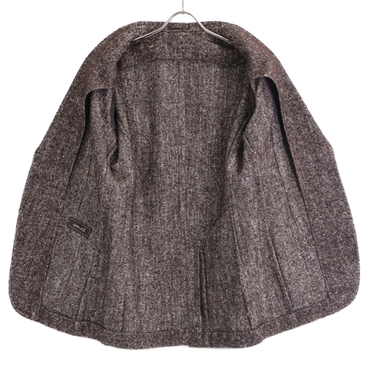 TOMORROWLAND トゥモローランド 【FERLA】 ﾌﾞﾗｳﾝ ｼﾙｸｳｰﾙ混 ﾍﾘﾝﾎﾞｰﾝ ｼﾞｬｹｯﾄ コート 50