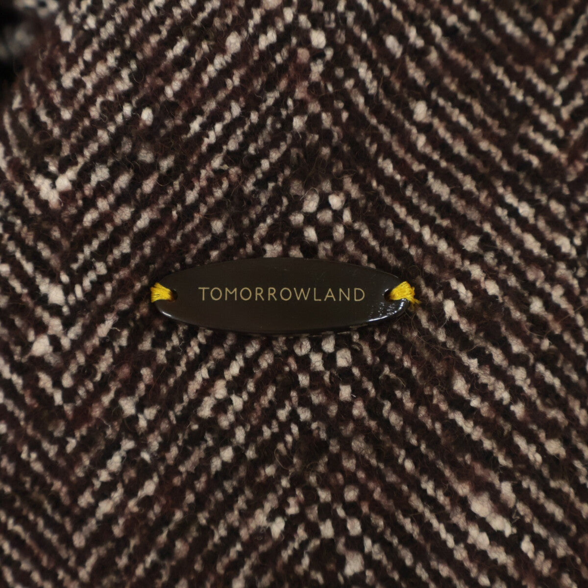 TOMORROWLAND トゥモローランド 【FERLA】 ﾌﾞﾗｳﾝ ｼﾙｸｳｰﾙ混 ﾍﾘﾝﾎﾞｰﾝ ｼﾞｬｹｯﾄ コート 50